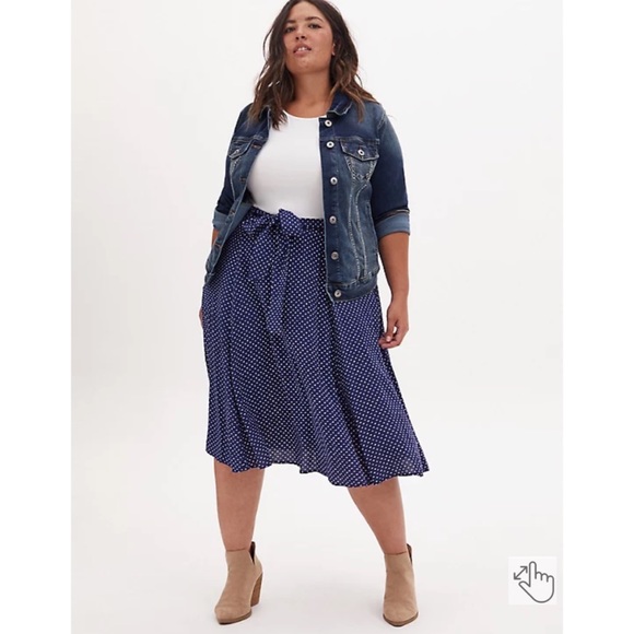 NWT TORRID Midi Challis Skirt - Ditsy Hearts Navy - Picture 4 of 6